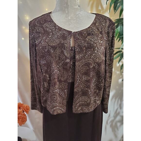 Patra Vtg Paisley Glitter Slinky Stretch 2 Pc Jacket Dress Set Size 16 Sparkle - Picture 5 of 12